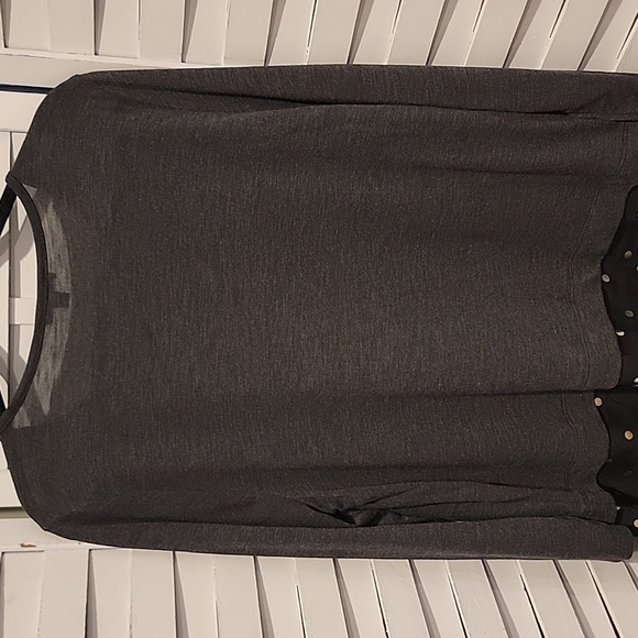 J. Crew Black Heather Gray Long Sleeve Top With Gold Polka Dots Size XXL - Picture 4 of 4